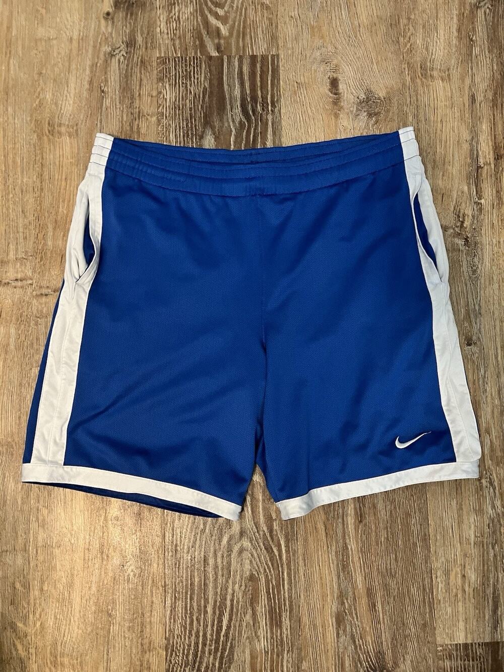 VTG Nike Blue Basketball Swoosh Gym Shorts Mens M Athletic Performance
